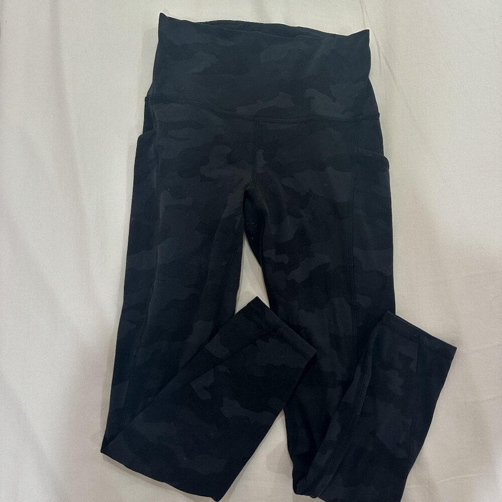 Lululemon Align Leggings Black Camo with pockets
